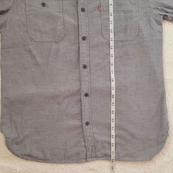 Levis Gray Button Front Collared Shirt Long Sleeve Roll Tab Casual Mens Medium - Picture 10 of 10